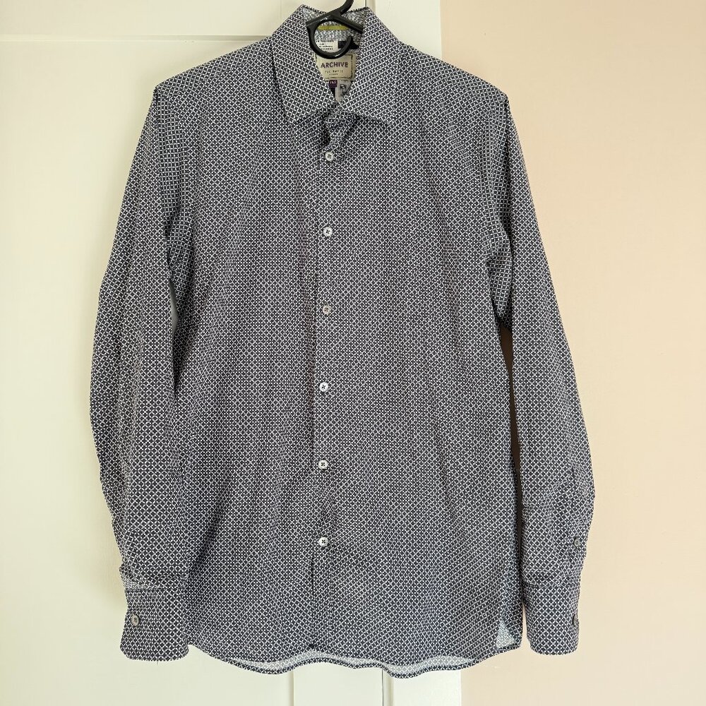 Ted Baker Dress Shirt Black White Collar 15.5